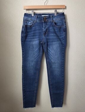 Encore Jeans Dark Denim Raw Hem Skinny Jeans Size 9